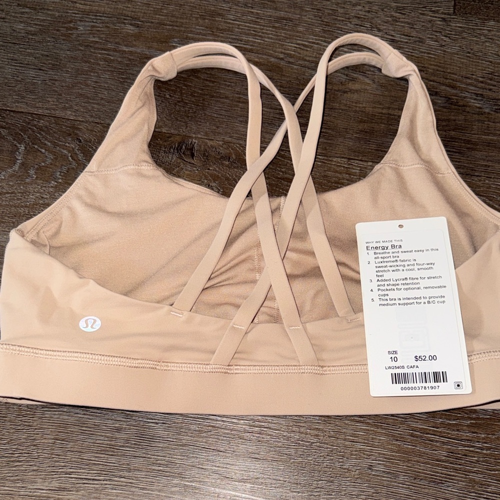 lululemon athletica Energy Bra - Cream Nude  Beige size 10